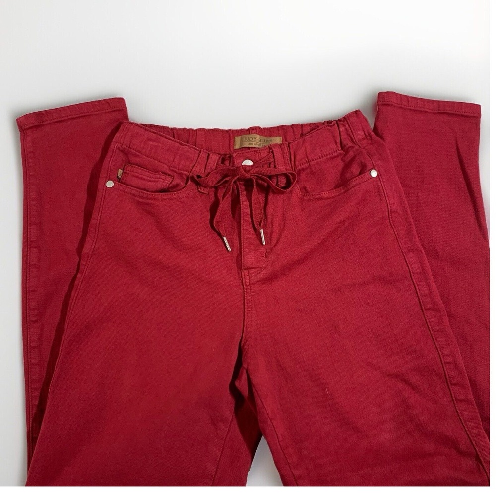 Judy Blue Skinny Jeans Women 3/26 Red Drawstring Elastic Waist JB88727 C Stretch